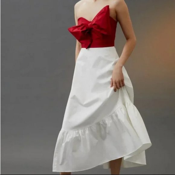 Anthropologie Hutch 2 NWT Red Bow-Tie Maxi Dress Gown Holiday Cocktail Party - Picture 7 of 9
